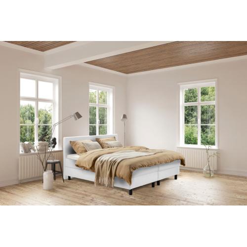 Beddenleeuw Boxspring Bed Isabella 180x210 Incl. Pocketmatras Hoofdbord Skai Wit
