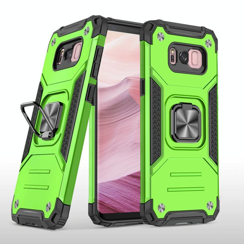 Voor Samsung Galaxy S8 Magnetic Armor Shockproof TPU + PC Case met metalen ringhouder(Groen)