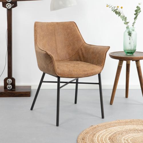 Sohome Eetkamerstoel 'Jason' Wax PU, kleur cognac