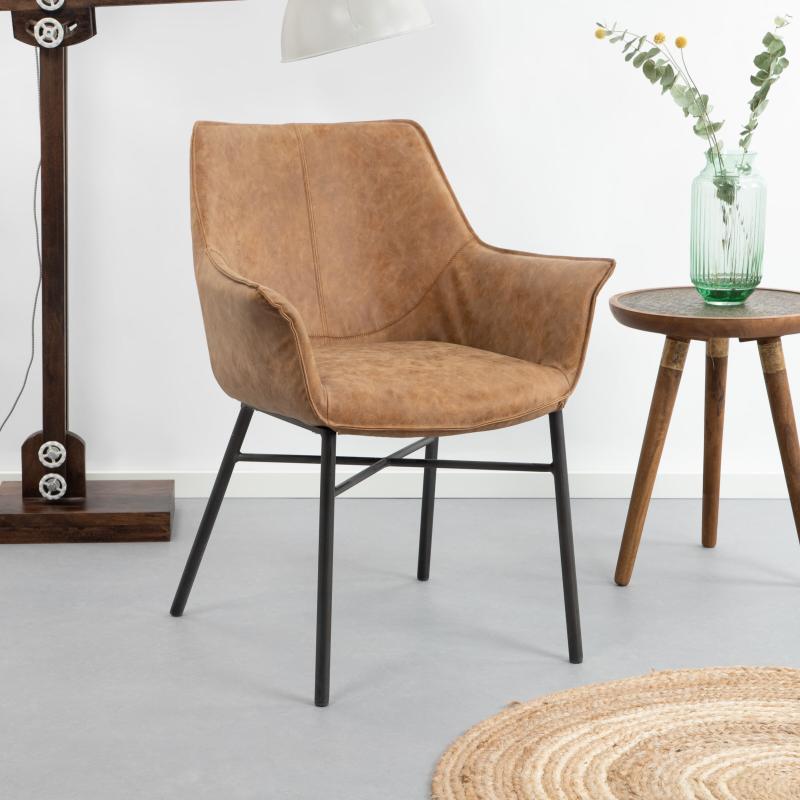 Sohome Eetkamerstoel 'Jason' Wax PU, kleur cognac