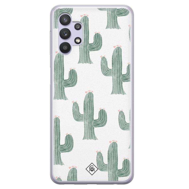 Samsung Galaxy A32 siliconen telefoonhoesje Cactus print