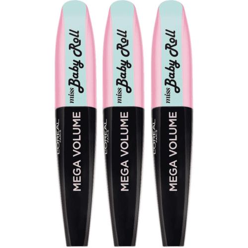 L'Oreal Mega Volume Miss Baby Roll Black Mascara - Voordeelverpakking 3 Stuks