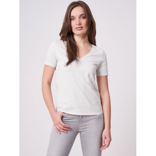 Basic katoenen T-shirt met V-hals