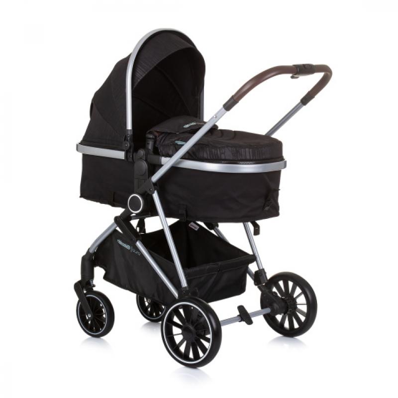Chipolino Aura Opvouwbare 3 in 1 Kinderwagen met Luiertas Obsidian Zwart Zilver