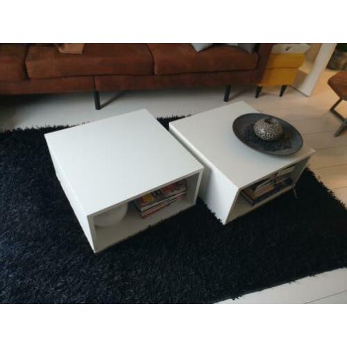 2 Witte salontafels 60x60x31