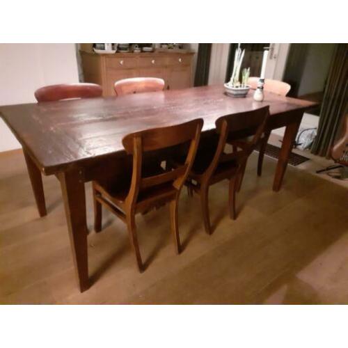 Eettafel teak met stoelen