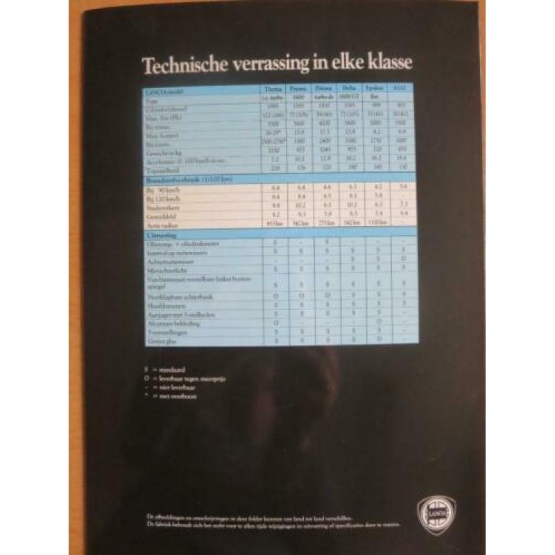 luxe folder met Lancia modellen 1988 oa Delta en Thema