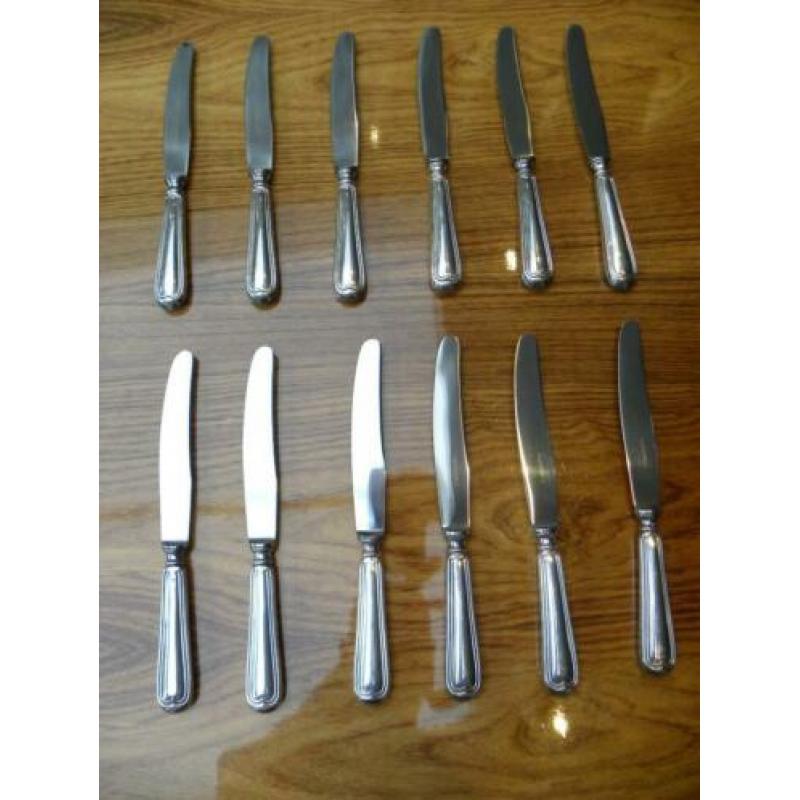 Art deco messenset verzilverd/12persoons