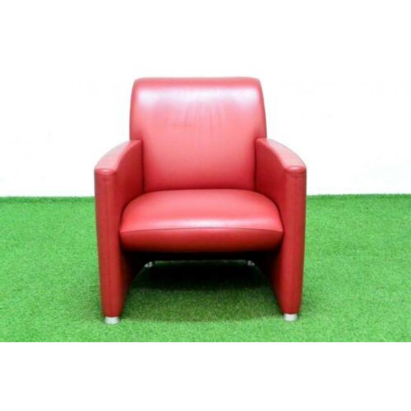 ????ZGAN rode leren Leolux Quantissimo design fauteuil + bank