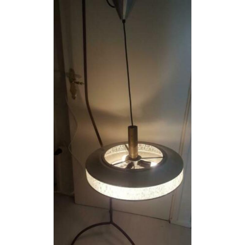 60er jaren hanglamp metaal glas