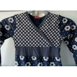 Leuk blauw CLAESEN'S stretch jurkje grijs ballen bloemen 128