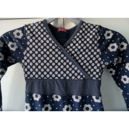Leuk blauw CLAESEN'S stretch jurkje grijs ballen bloemen 128