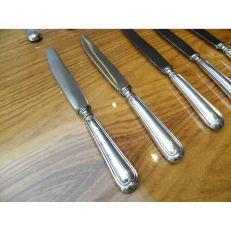 Art deco messenset verzilverd/12persoons