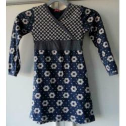 Leuk blauw CLAESEN'S stretch jurkje grijs ballen bloemen 128