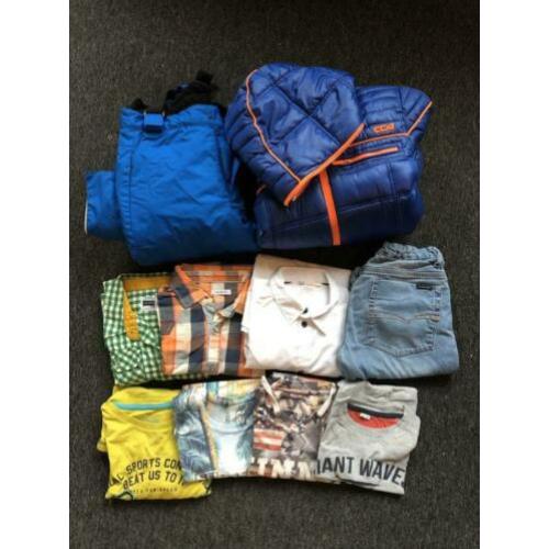 Set jongenskleding met winterjas en skibroek maat 146/152