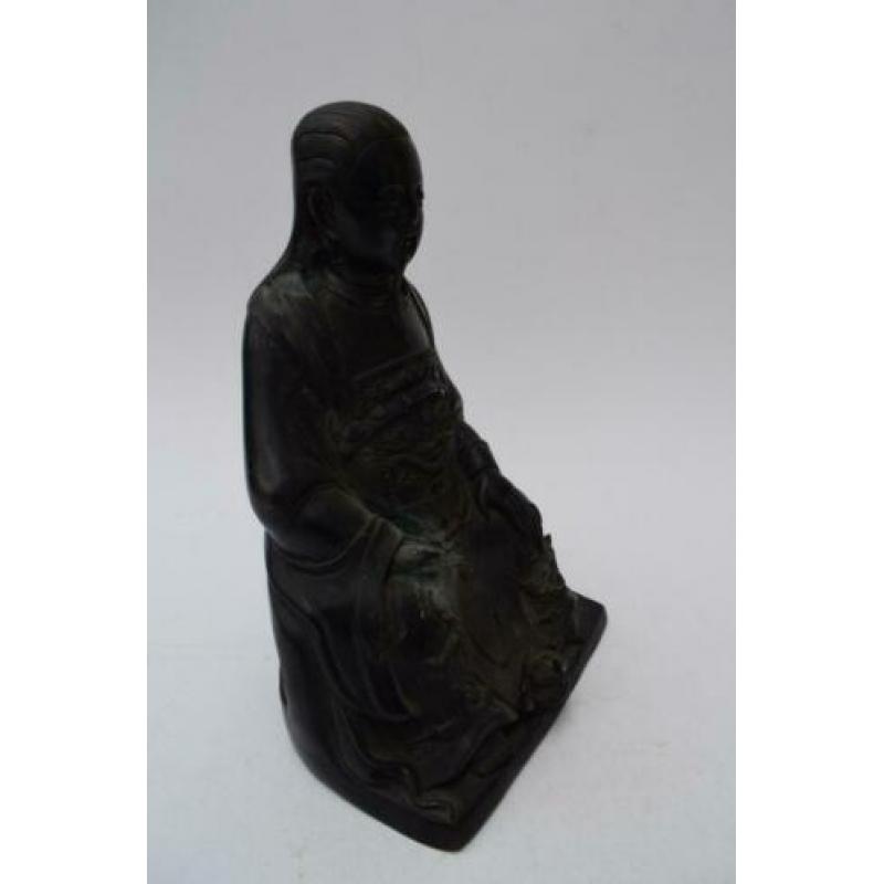 Antiek chinees brons beeld keizer figuur