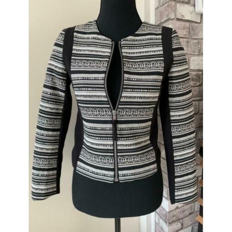 Nieuw! Zwart wit h&m zomer jasje met print 34 XS