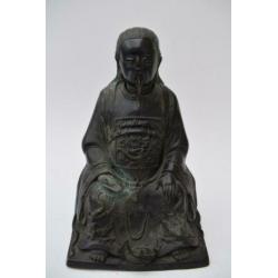 Antiek chinees brons beeld keizer figuur