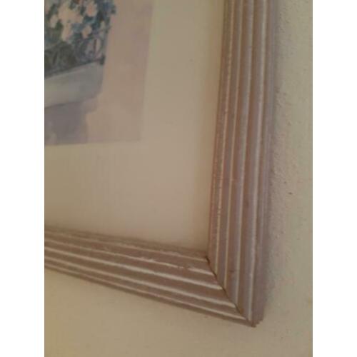 Houten geribbelde lijst taupe 45x55 - aquarel balkon bloemen