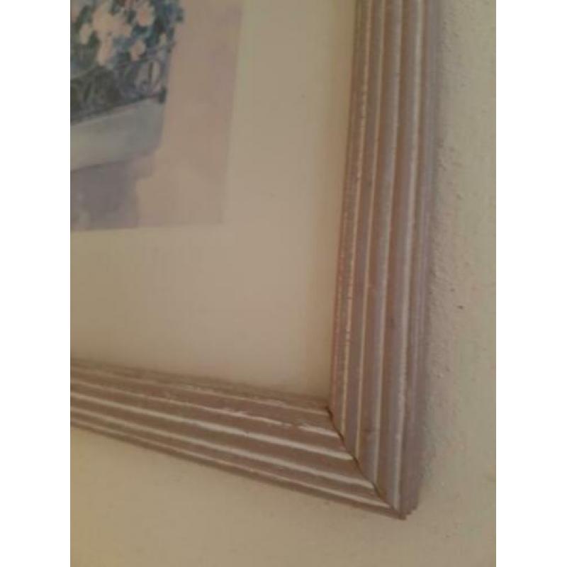 Houten geribbelde lijst taupe 45x55 - aquarel balkon bloemen
