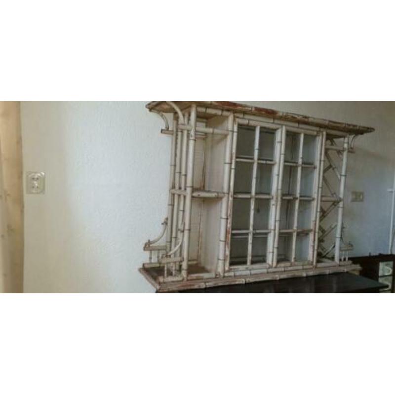 Antieke bamboe vitrinekast/kast*vintage*urban jungle kast