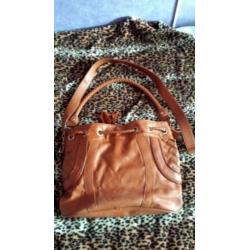Friis &Company leren camel kleurige dames schouder-/handtas