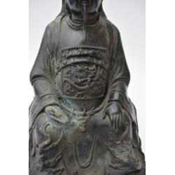 Antiek chinees brons beeld keizer figuur