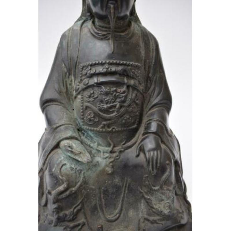 Antiek chinees brons beeld keizer figuur