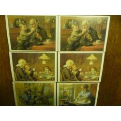 Oude prent / kaarten 6 stuks ot en sien cornelis jetses.
