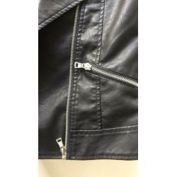 Zwart Leren jasje bikerjasje bikerjack maat 134/140