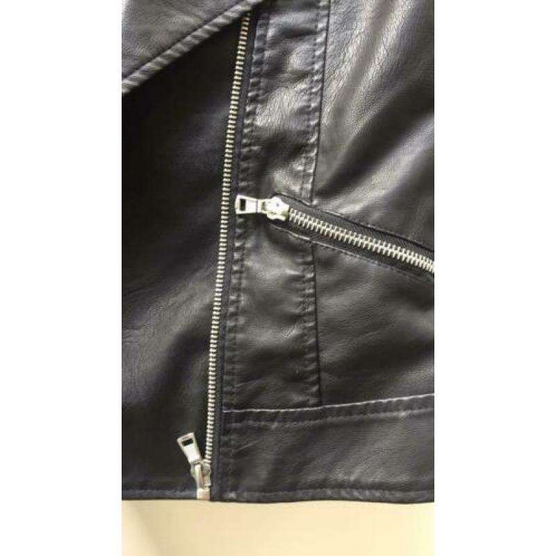 Zwart Leren jasje bikerjasje bikerjack maat 134/140