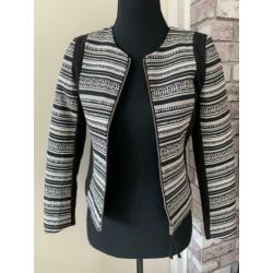 Nieuw! Zwart wit h&m zomer jasje met print 34 XS