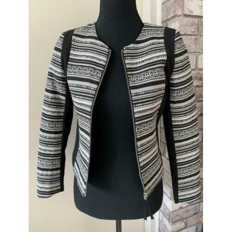 Nieuw! Zwart wit h&m zomer jasje met print 34 XS