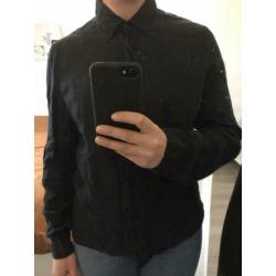 Armani Jeans zwarte linnen blouse met lange mouw - M