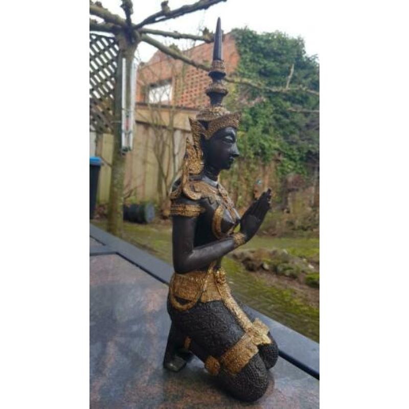 Bronzen tempelwachter, 45 cm hoog, brons