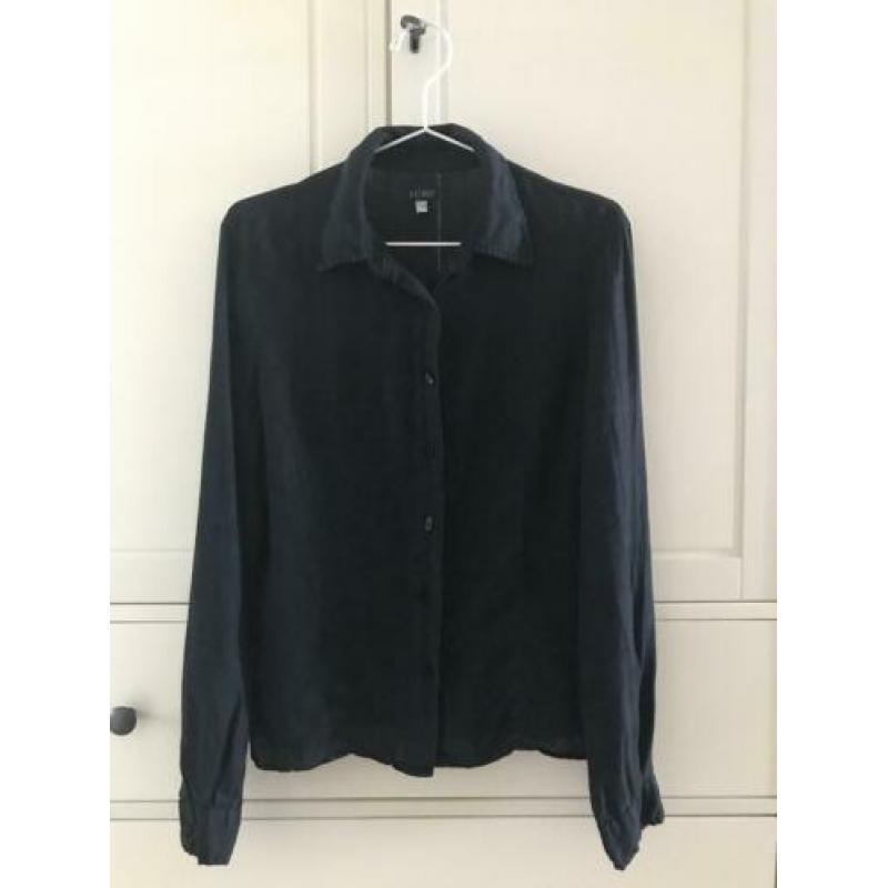 Armani Jeans zwarte linnen blouse met lange mouw - M