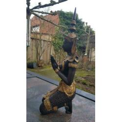 Bronzen tempelwachter, 45 cm hoog, brons