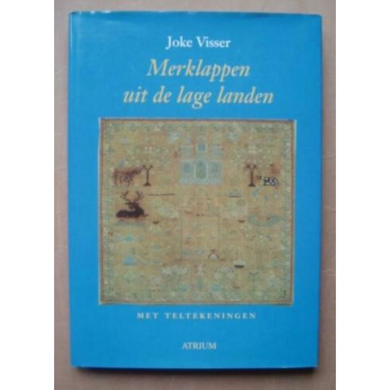 Merklappen uit de lage landen met teltekeningen joke visser