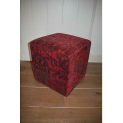 Henders & Hazel trendy voetenbank/hocker/poef rood patchwork
