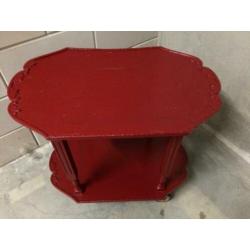 theetrolley rood vintage retro antiek bijzettafel theewagen