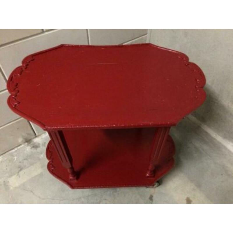 theetrolley rood vintage retro antiek bijzettafel theewagen