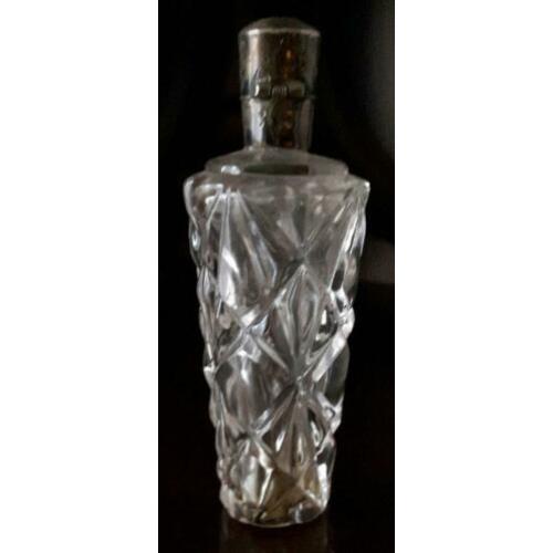 Antiek kristal parfumflesje,met zilveren dopje