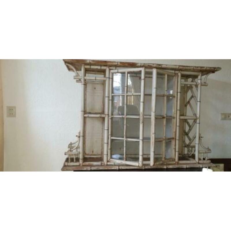 Antieke bamboe vitrinekast/kast*vintage*urban jungle kast