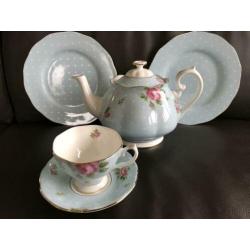 Royal Albert polka blue theeset nieuw!