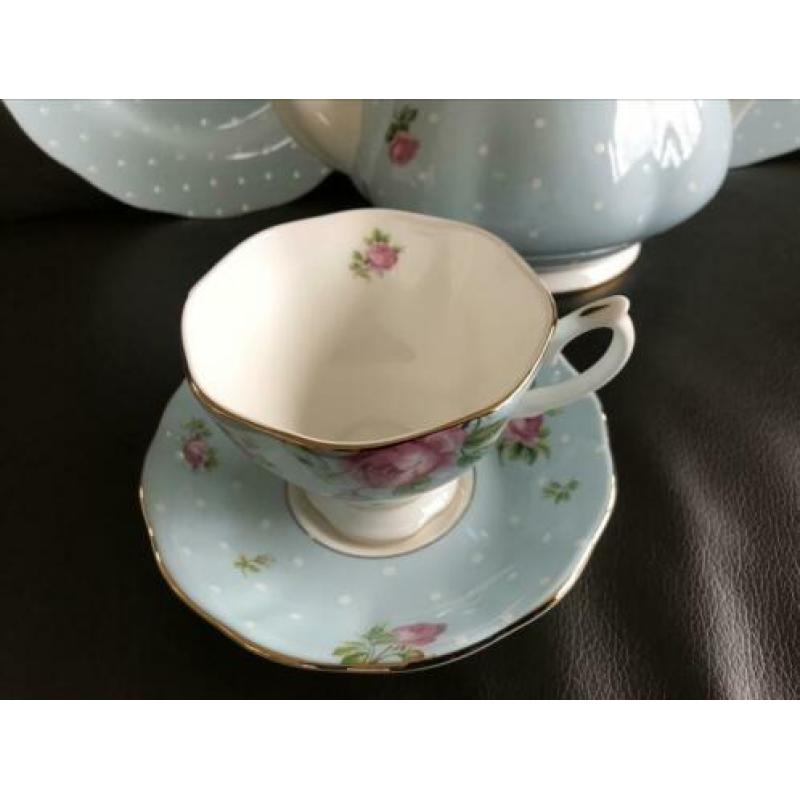 Royal Albert polka blue theeset nieuw!