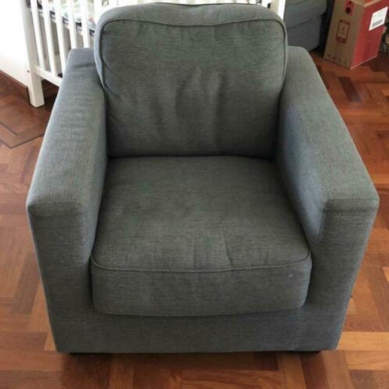 Fauteuil met hocker antraciet van De Troubadour