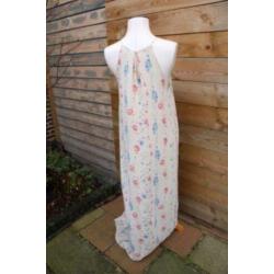 Jurk beige bloem Maxi Esprit mt 42