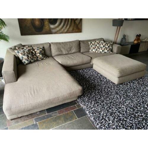 Kwaliteit Loungebank met Hocker (nieuwprijs 6.000 euro)