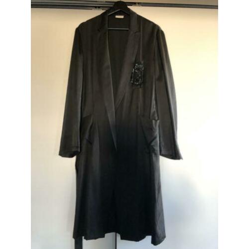 Dries van Noten prachtige satin jas zwart mt 42 by Pauw