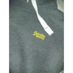 Superdry oranje label dikke hoodie sweater maat S
